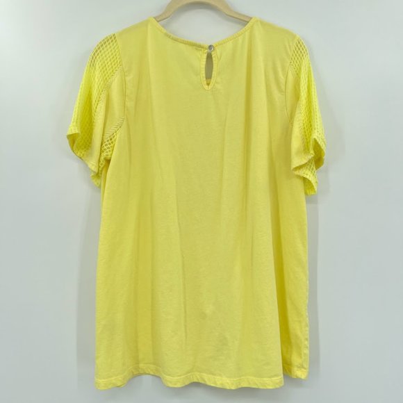 Soft Surroundings Angelwing Top Embroidered Floral‎ Keyhole Yellow Size Medium - Picture 4 of 7